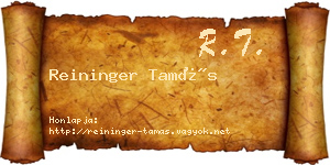 Reininger Tamás névjegykártya